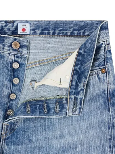 Edwin Rear Logo-patch Jeans In Blue