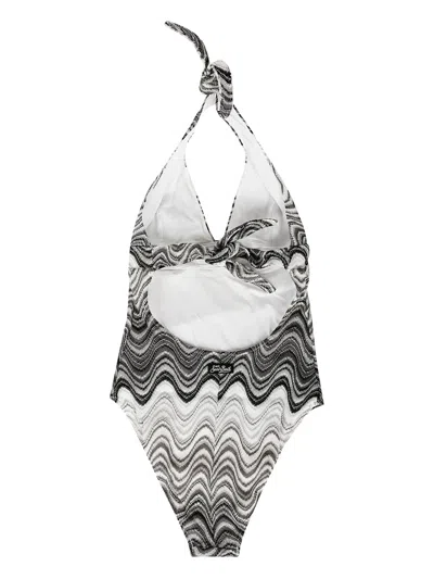 Mc2 Saint Barth Marilyn Wave-pattern Halter Swimsuit In Multi
