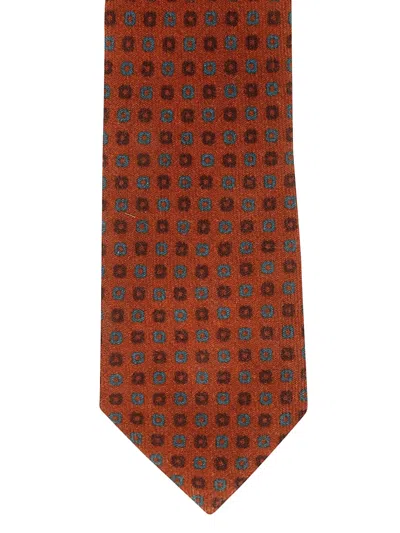 Petronius Geometric-pattern Wool Tie In Brown