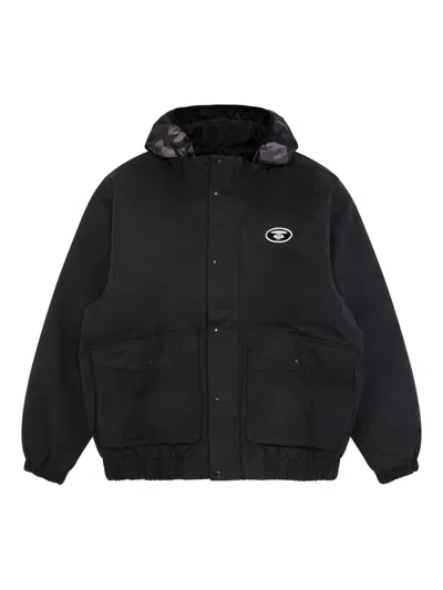 Aape By A Bathing Ape Logo-patch Hooded Jacket In Black