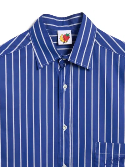 Sky High Farm Unisex Striped Button Down Shirt Woven In Blue