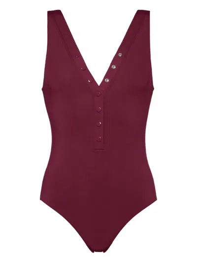 Eres Icone Button-front Swimsuit In Purple