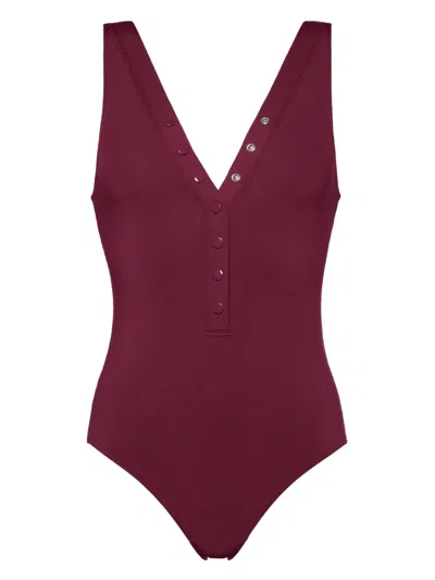Eres Icone Button-front Swimsuit In Red