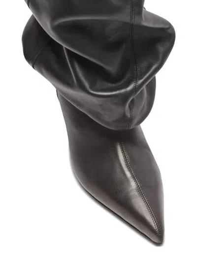 Balmain Leather Wedge Ankle Boots 60 In Black
