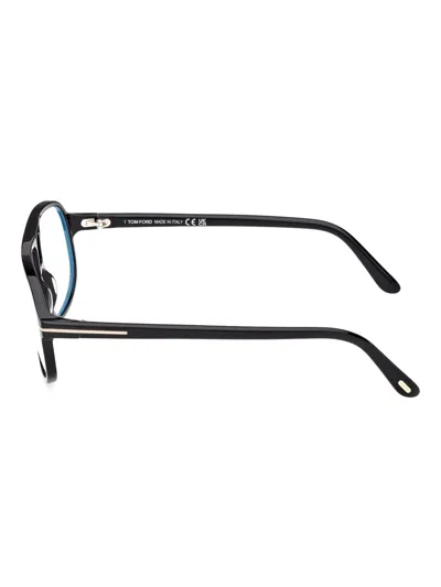 Tom Ford Ft6082-b Rectangular Black Acetate Eyeglasses In Black