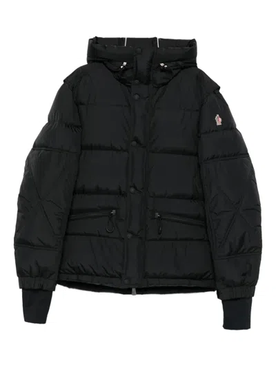 Moncler Quilted Hooded Jacket In Black
