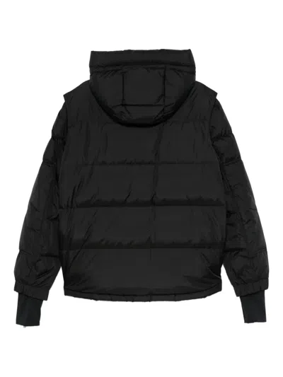 Moncler Quilted Hooded Jacket In Black