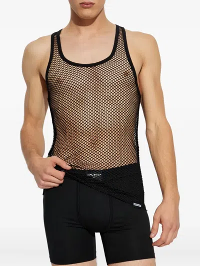 Dsquared2 Monogram Patterned Silk Blend Pijama Top In Black