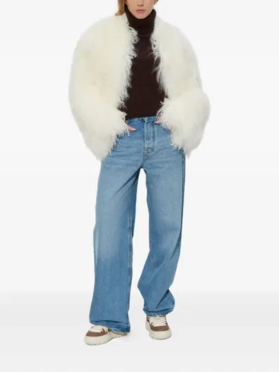 Stand Studio Lapel Long-sleeved Casual Jacket In White