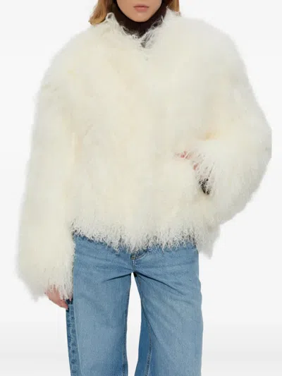 Stand Studio Lapel Long-sleeved Casual Jacket In White