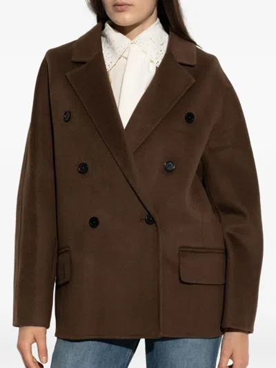 Stand Studio Wool-blend Double-breasted Jacket In Brown