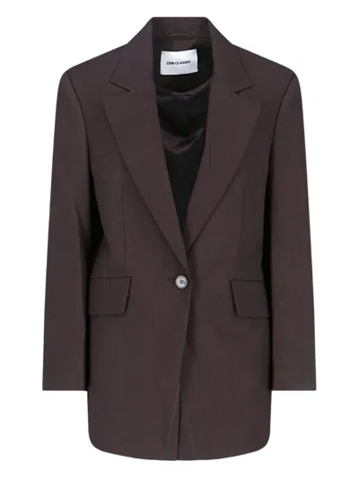 Low Classic Tailored Blazer With Notch Lapel And Pockets In Brown