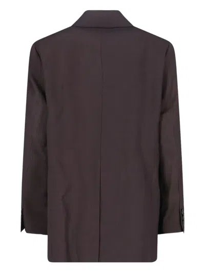 Low Classic Tailored Blazer With Notch Lapel And Pockets In Brown