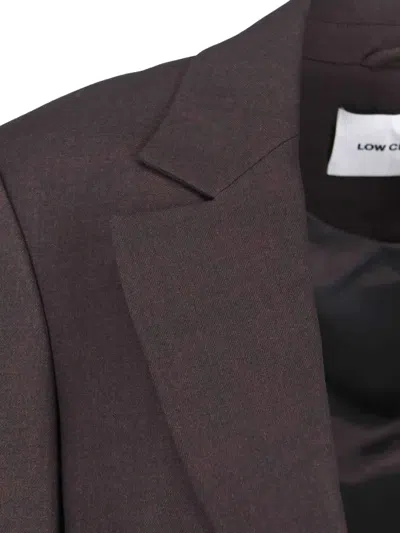 Low Classic Tailored Blazer With Notch Lapel And Pockets In Brown