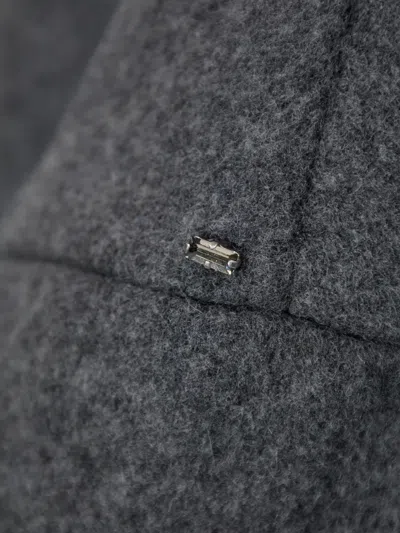 Sportmax Cropped Virgin Wool Jacket With Contrast Collar In Gray