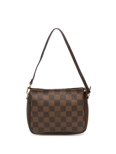 Pre-owned Louis Vuitton 2003 Damier Ebene Trousse Pochette Handbag In Brown