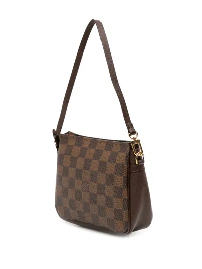 Pre-owned Louis Vuitton 2003 Damier Ebene Trousse Pochette Handbag In Brown