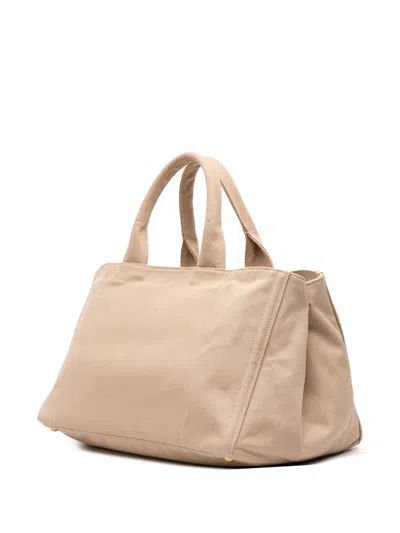 Pre-owned Prada 2000-2025 Large Canvas Canapa Bijoux Satchel In Brown