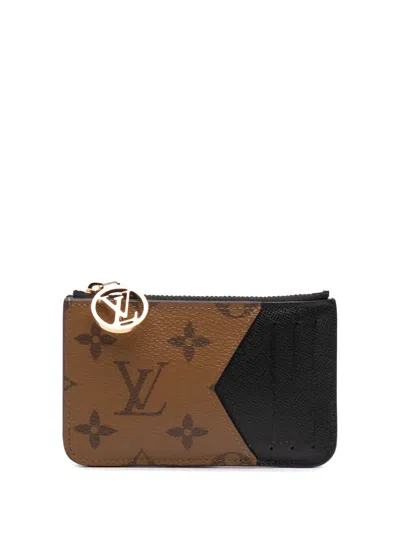 Pre-owned Louis Vuitton 2021-2025 Monogram Reverse Romy Card Holder In Brown