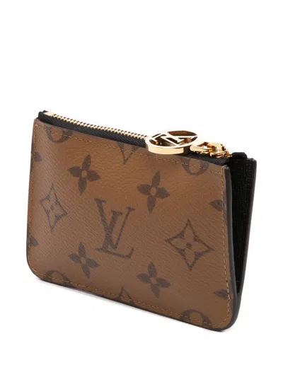 Pre-owned Louis Vuitton 2021-2025 Monogram Reverse Romy Card Holder In Brown