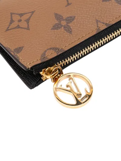 Pre-owned Louis Vuitton 2021-2025 Monogram Reverse Romy Card Holder In Brown
