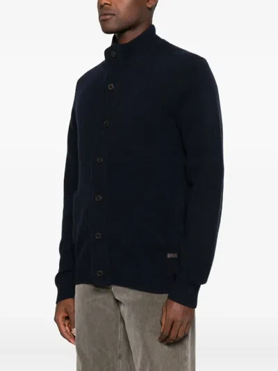 Barbour Wool Cardigan In Blue