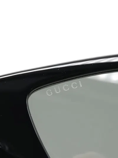 Pre-owned Gucci 长方形镜框太阳眼镜 In Black