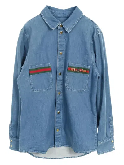Pre-owned Gucci Sherry-line Denim Shirt In Blue
