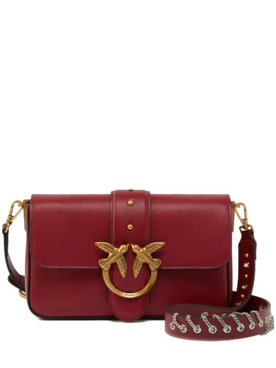 Pinko Love One Crossbody Bag With Bird Embellishment In Red