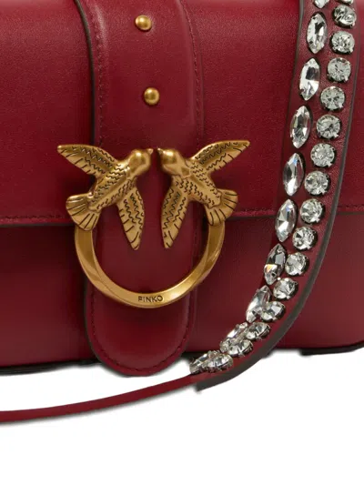 Pinko Love One Crossbody Bag With Bird Embellishment In Red