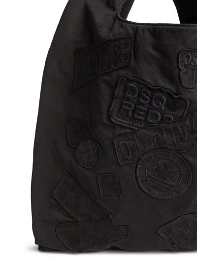 Dsquared2 Black Canvas Tote With Patches Men In Black