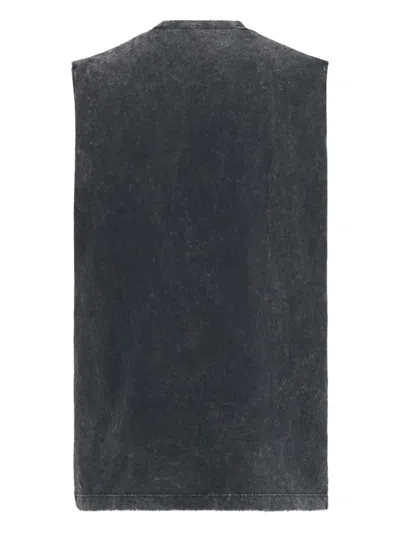 Dsquared2 D2 X Magliano Black Crew Neck Top With Logo Lettering And Front Print In Cotton Man In Multi