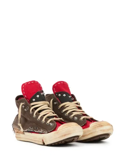 Maison Margiela High-top Sneakers Featuring Contrast Stitching In Brown