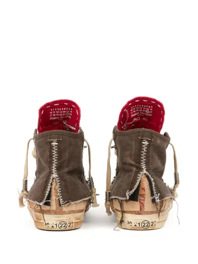 Maison Margiela High-top Sneakers Featuring Contrast Stitching In Brown