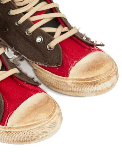 Maison Margiela High-top Sneakers Featuring Contrast Stitching In Brown