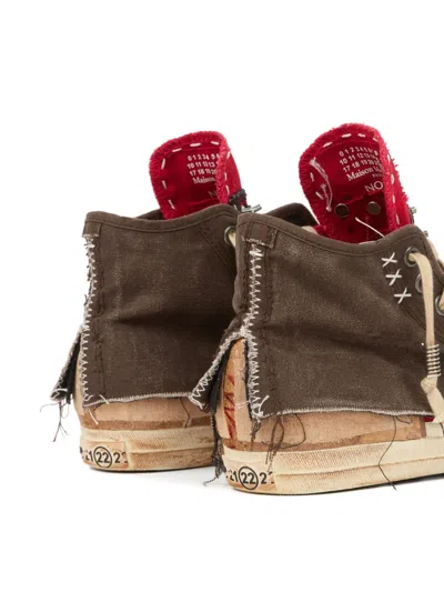 Maison Margiela High-top Sneakers Featuring Contrast Stitching In Brown