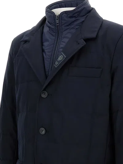 Fay Single-breasted Padded Coat In Blue