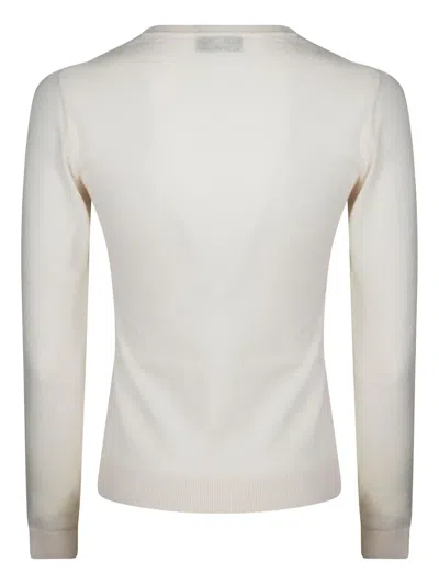 Elisabetta Franchi Knit Top With Classic Crew Neckline In Neutral