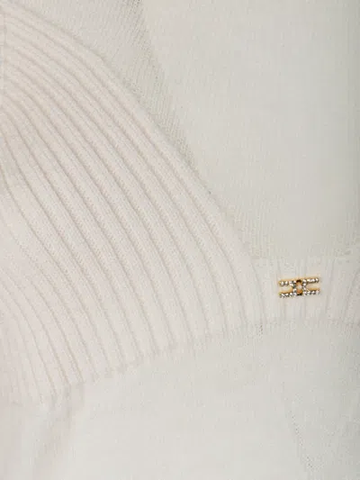 Elisabetta Franchi Knit Top With Classic Crew Neckline In Neutral