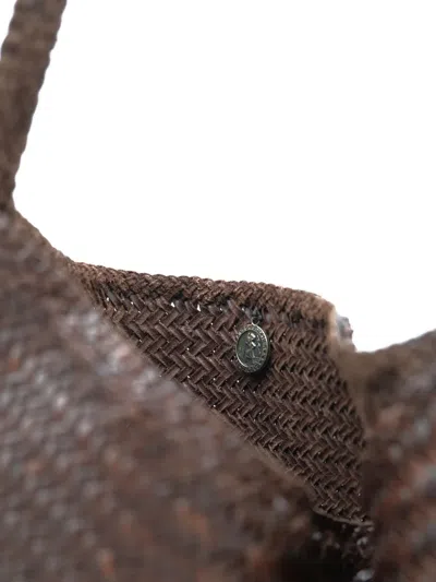 Dragon Diffusion Woven Buffalo Leather Shoulder Bag In Brown