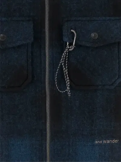 And Wander 50 Wool Shaggy Zip Jacket In Blue