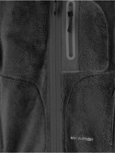 And Wander Zipped Fleece Jacket In Black