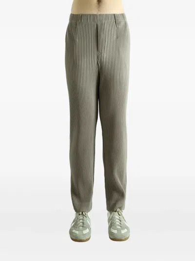 Issey Miyake Pleated Straight-leg Trousers In Gray