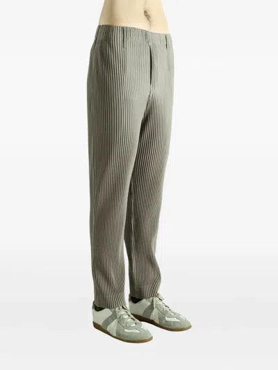 Issey Miyake Pleated Straight-leg Trousers In Gray