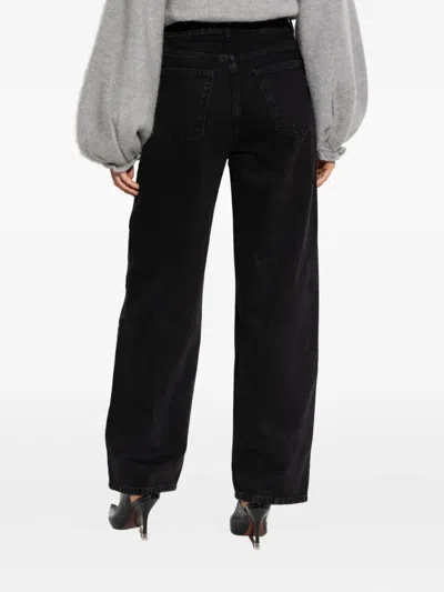 Rotate Birger Christensen Jeans Con Bottoni Black Denim In Animal Print