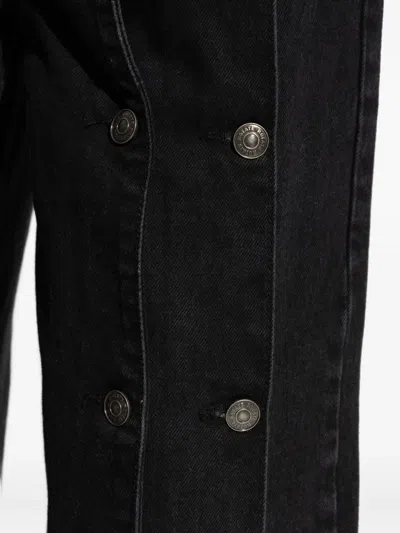 Rotate Birger Christensen Jeans Con Bottoni Black Denim In Animal Print