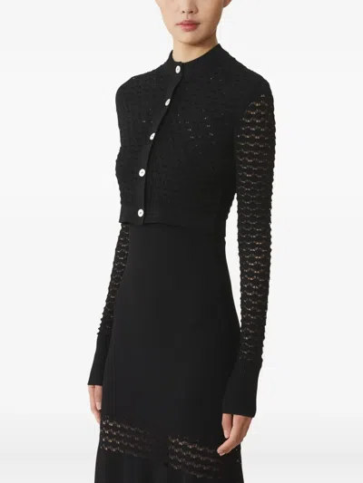 Lanvin Cropped Open-knit Cardigan In Black