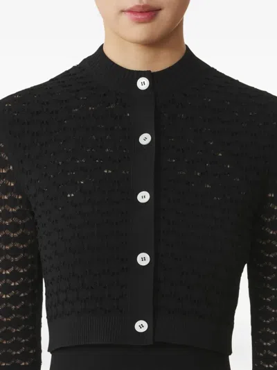 Lanvin Cropped Open-knit Cardigan In Black