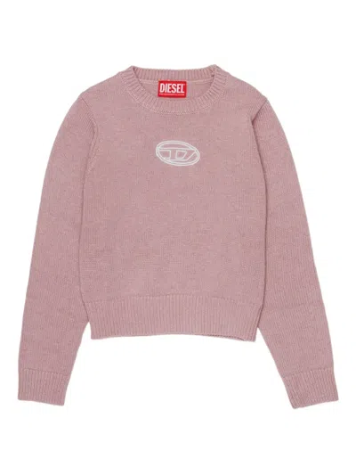 Diesel Cashmere Blend Sweater With Embroidery Oval D In Pink