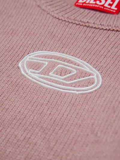 Diesel Cashmere Blend Sweater With Embroidery Oval D In Pink
